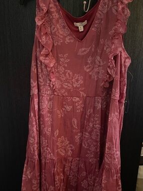 Como Vintage Rose-Red V-Neck Dress